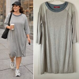 MARINA RINALDI SPORT Jersey Sweatshirt Dress Satin Trim Pockets 18 20 Sporty
